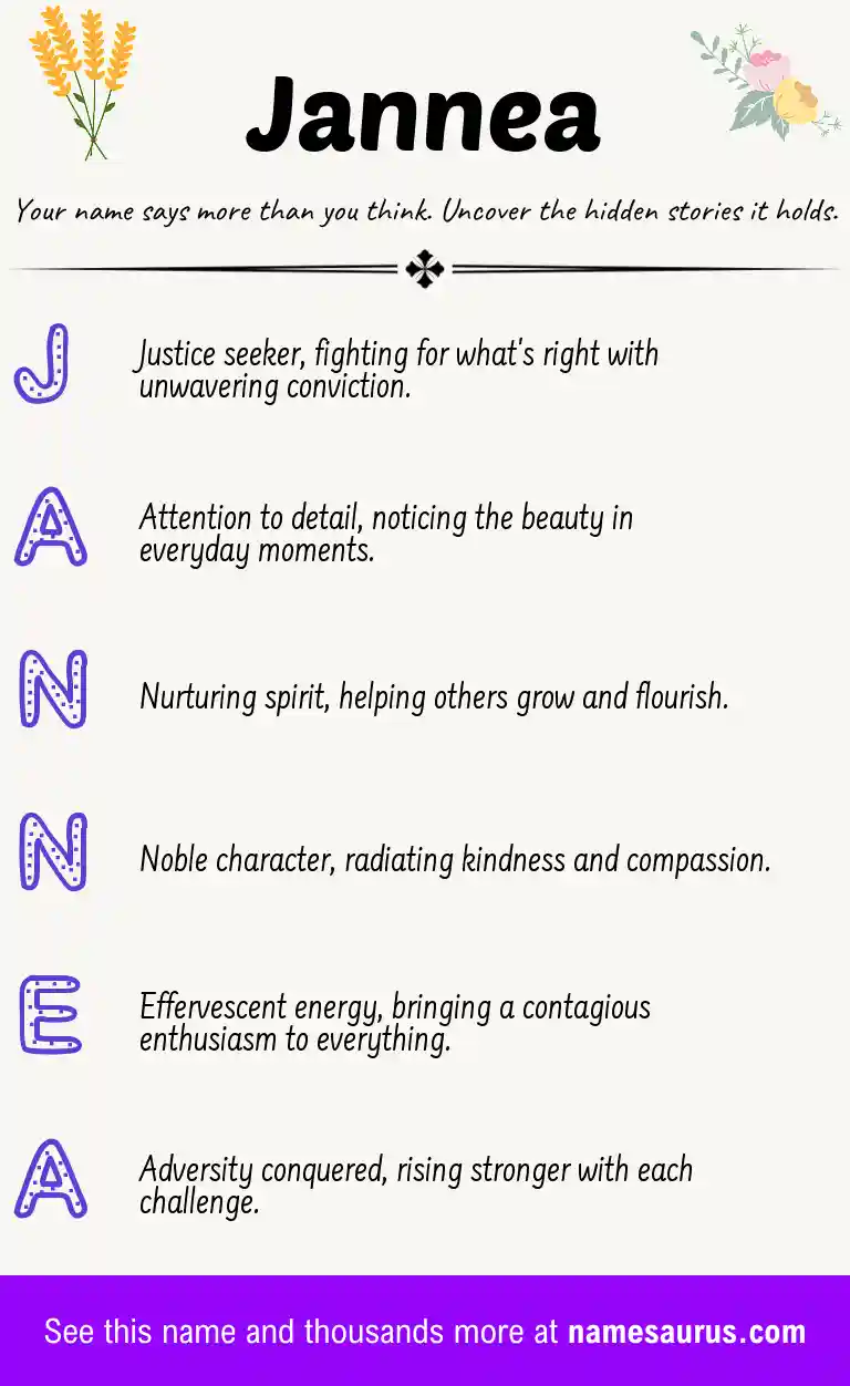 Acrostic poem about Jannea.