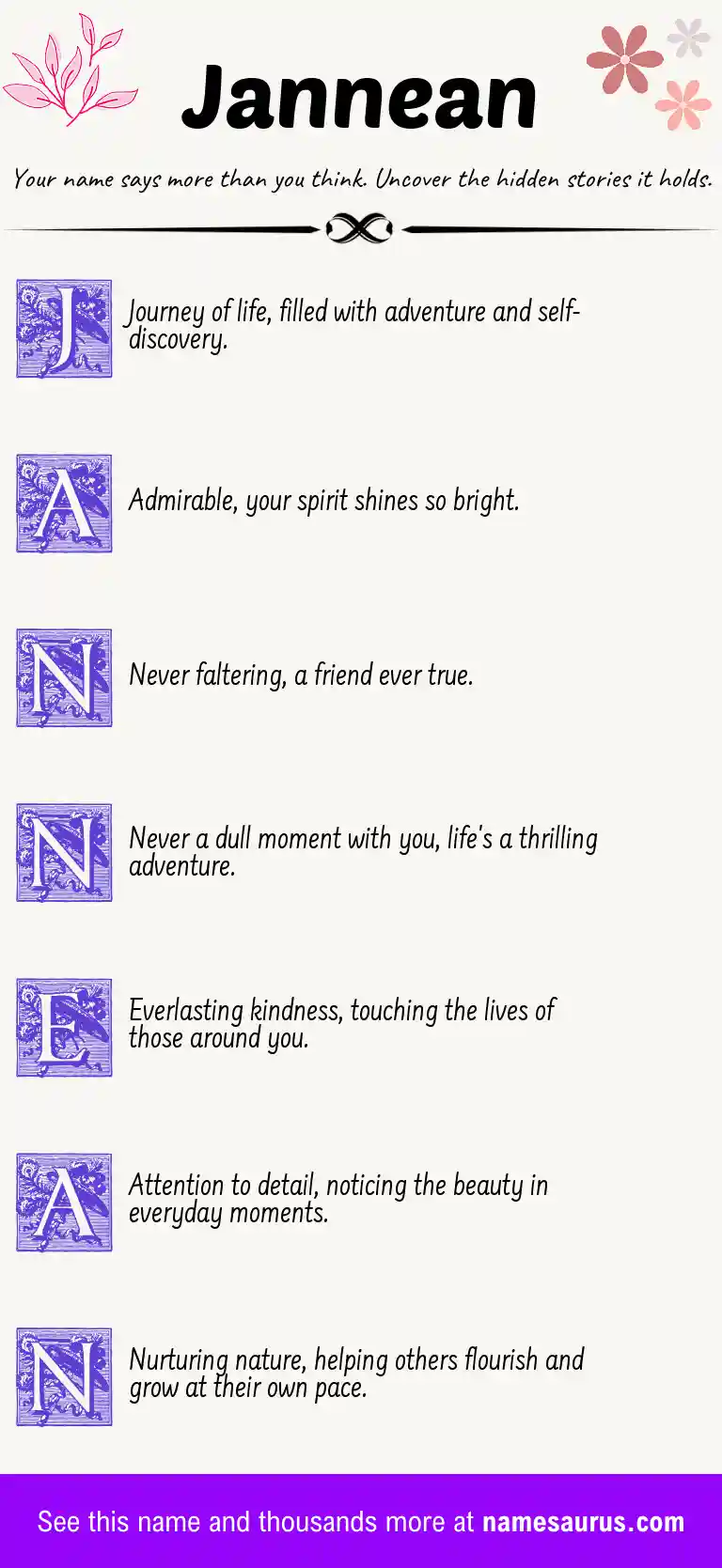 Acrostic poem about Jannean.