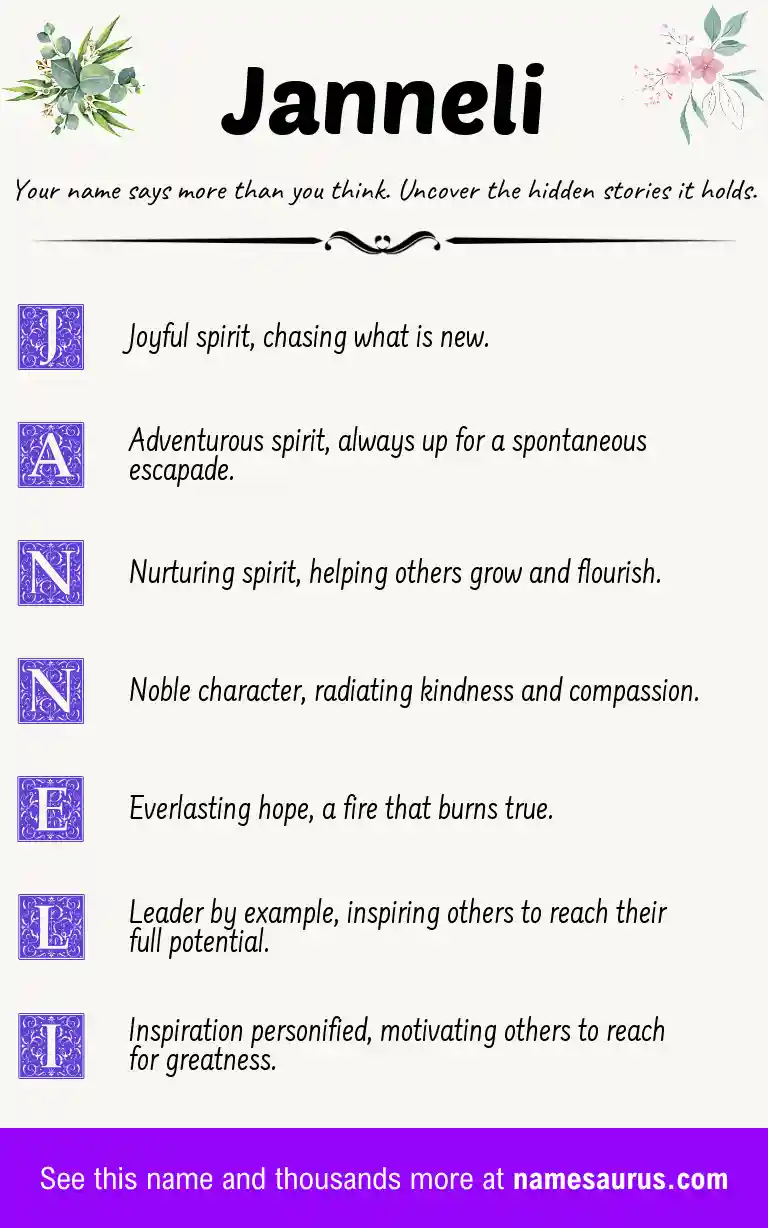 Acrostic poem about Janneli.