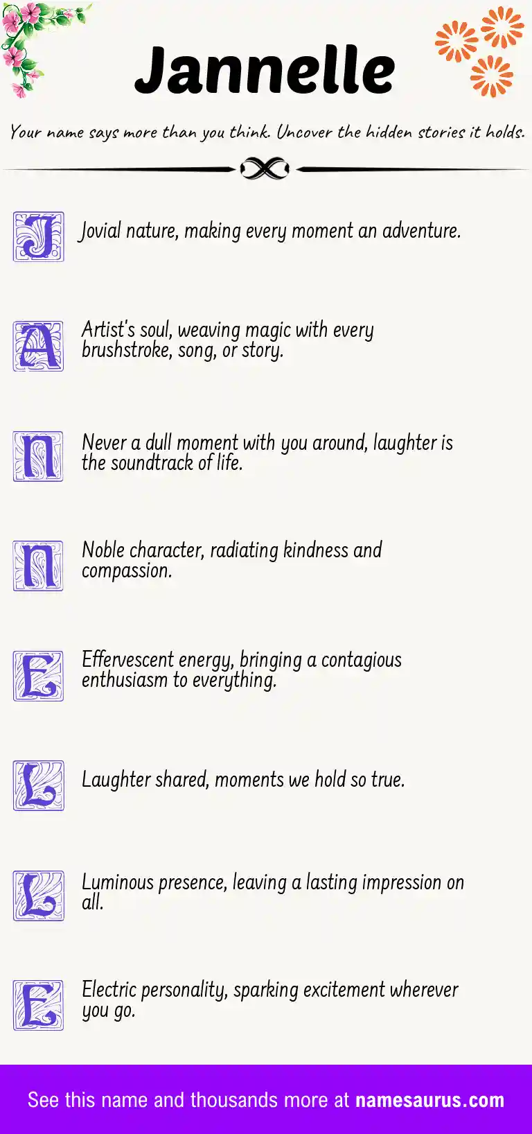 Acrostic poem about Jannelle.