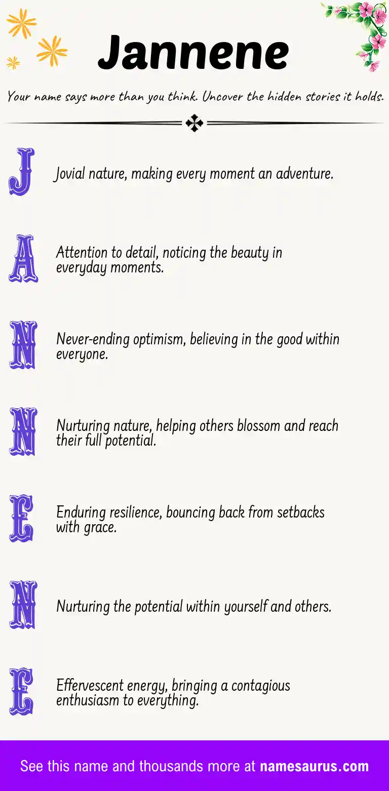 Acrostic poem about Jannene.