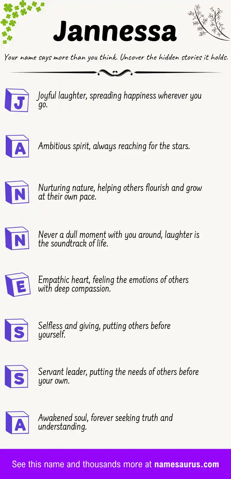 Acrostic poem about Jannessa.