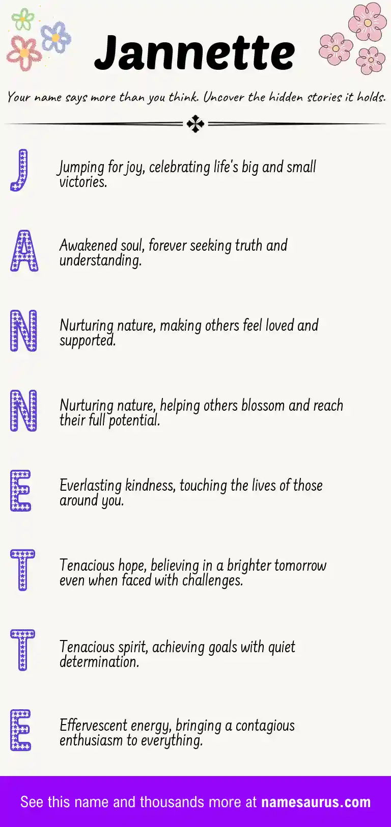 Acrostic poem about Jannette.