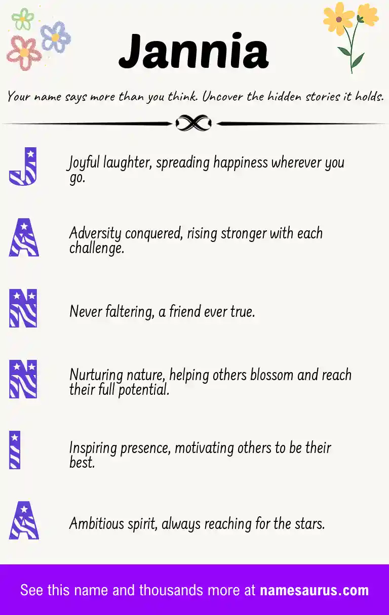 Acrostic poem about Jannia.