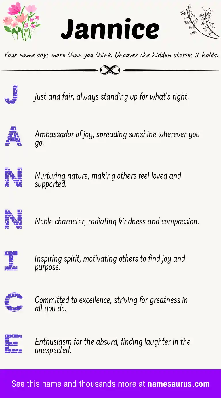 Acrostic poem about Jannice.