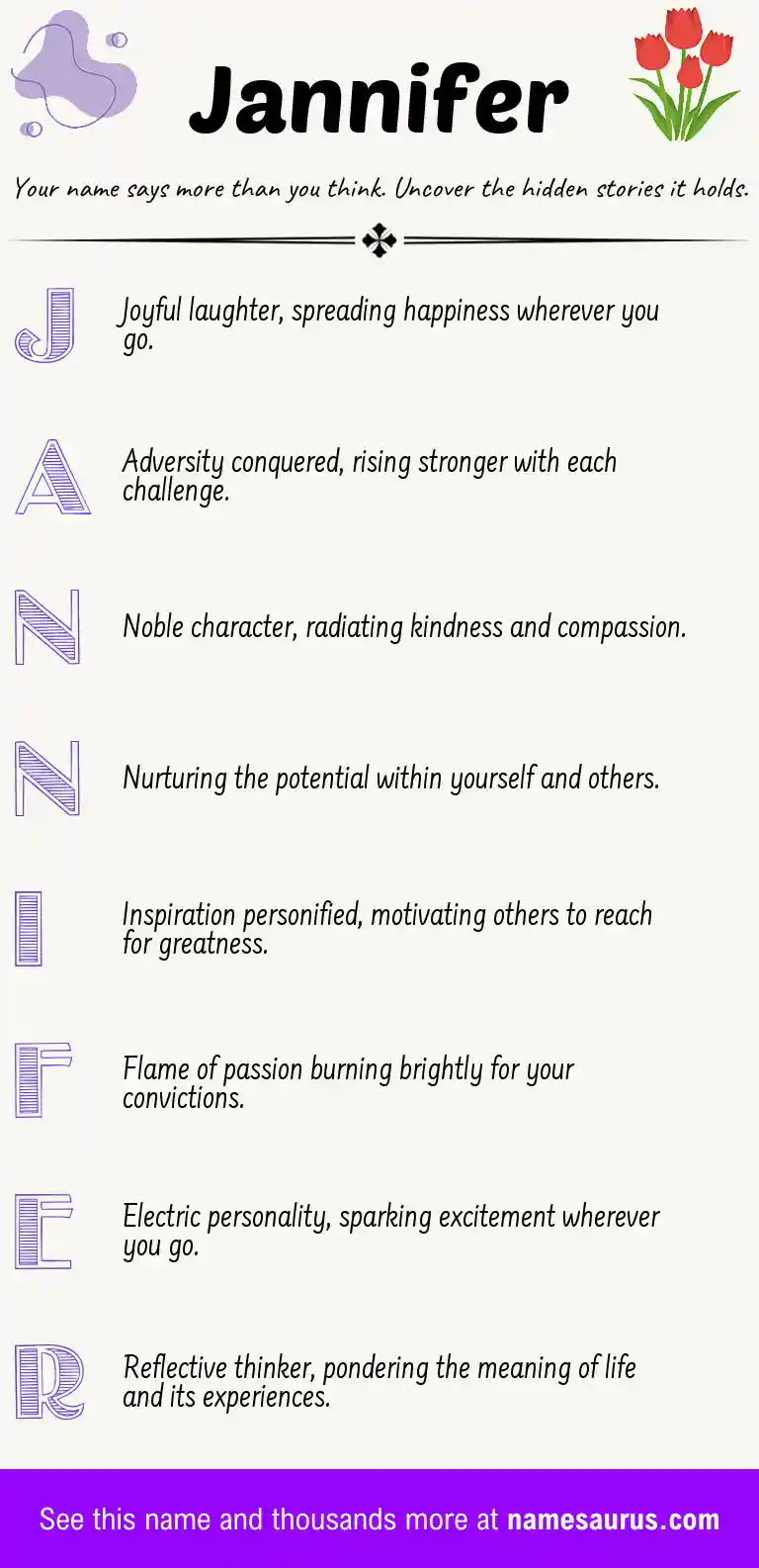 Acrostic poem about Jannifer.