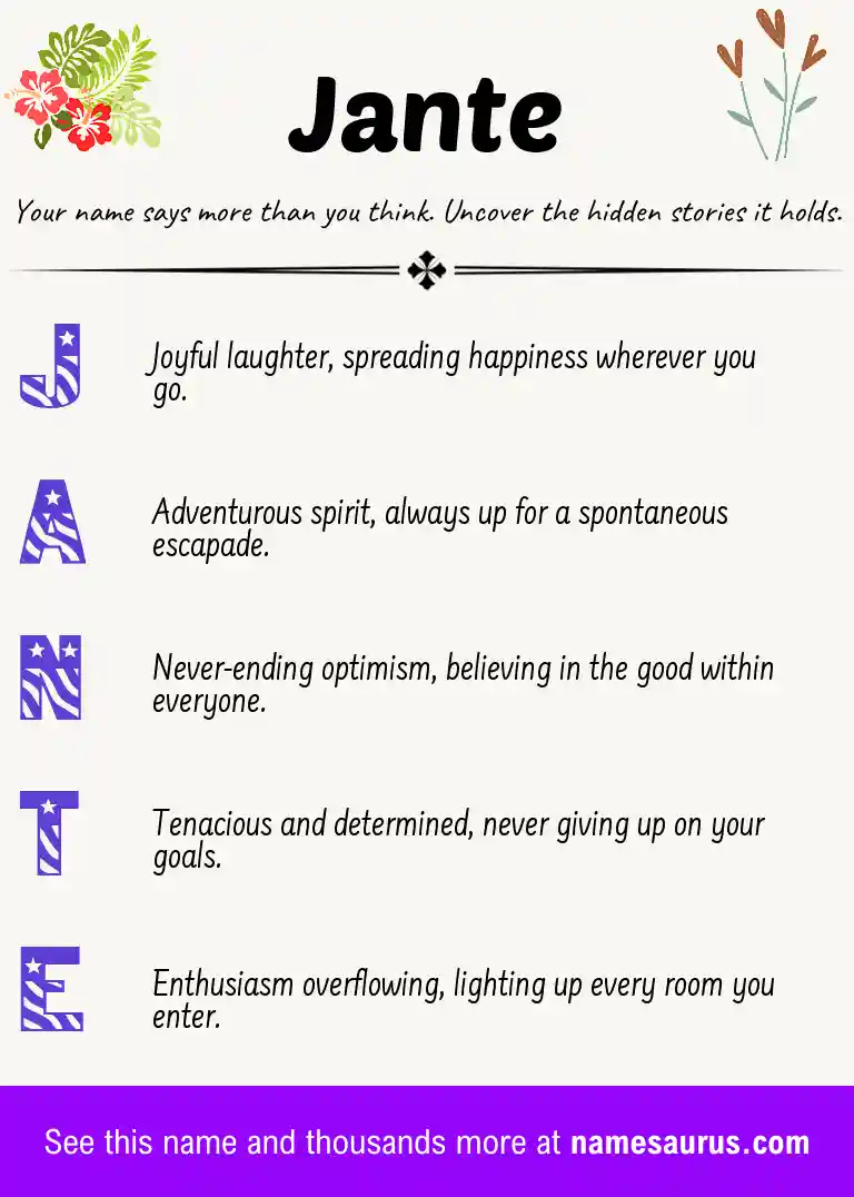Acrostic poem about Jante.