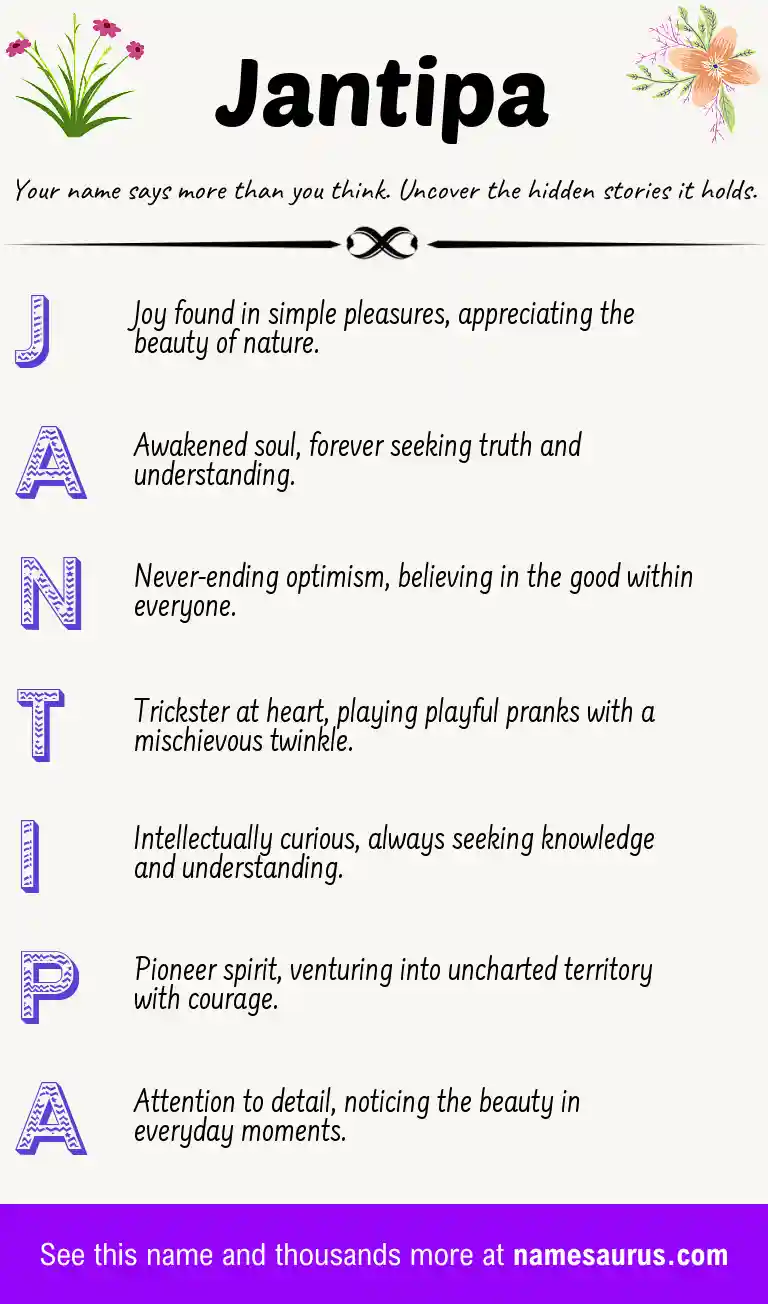 Acrostic poem about Jantipa.
