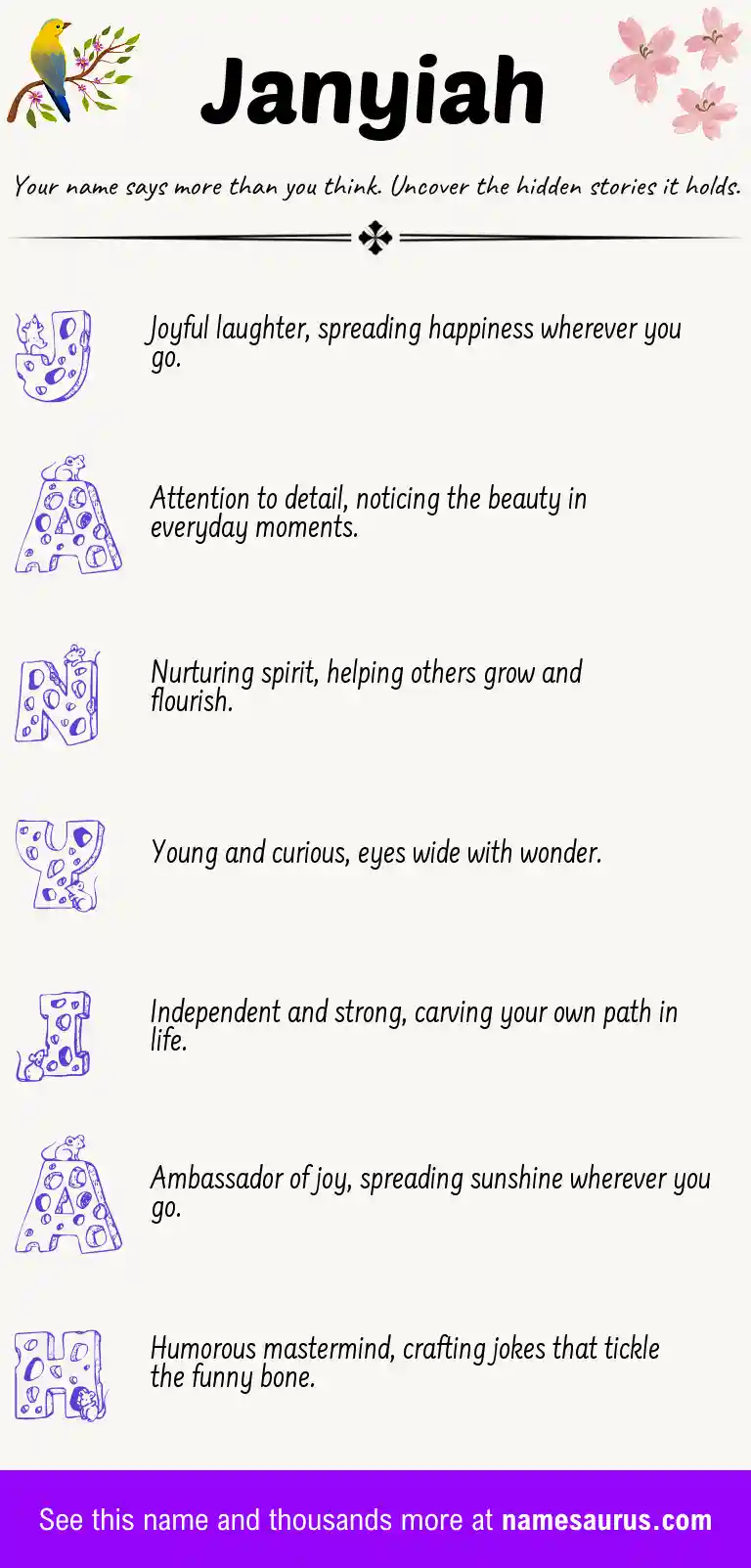 Acrostic poem about Janyiah.