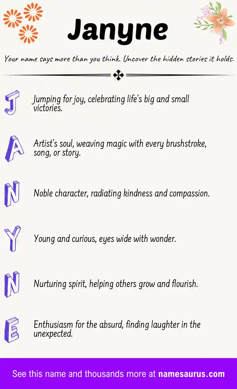 Acrostic poem about Janyne.