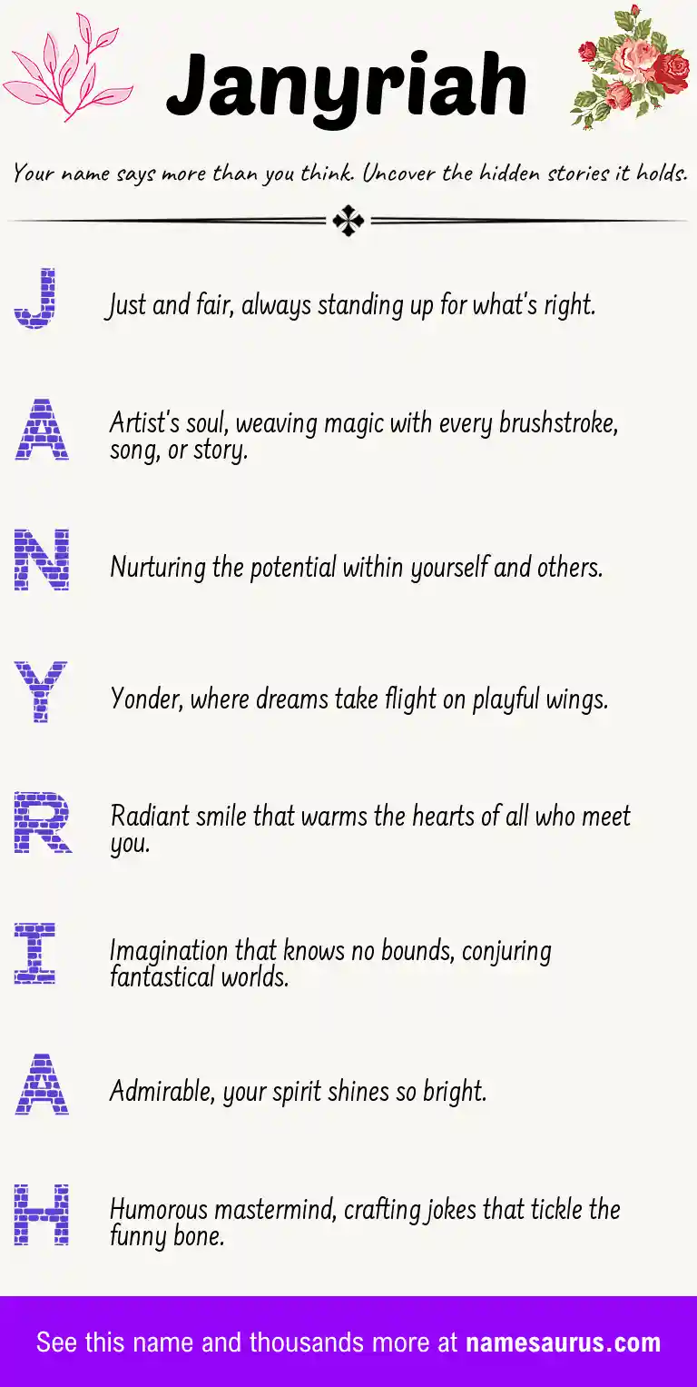 Acrostic poem about Janyriah.