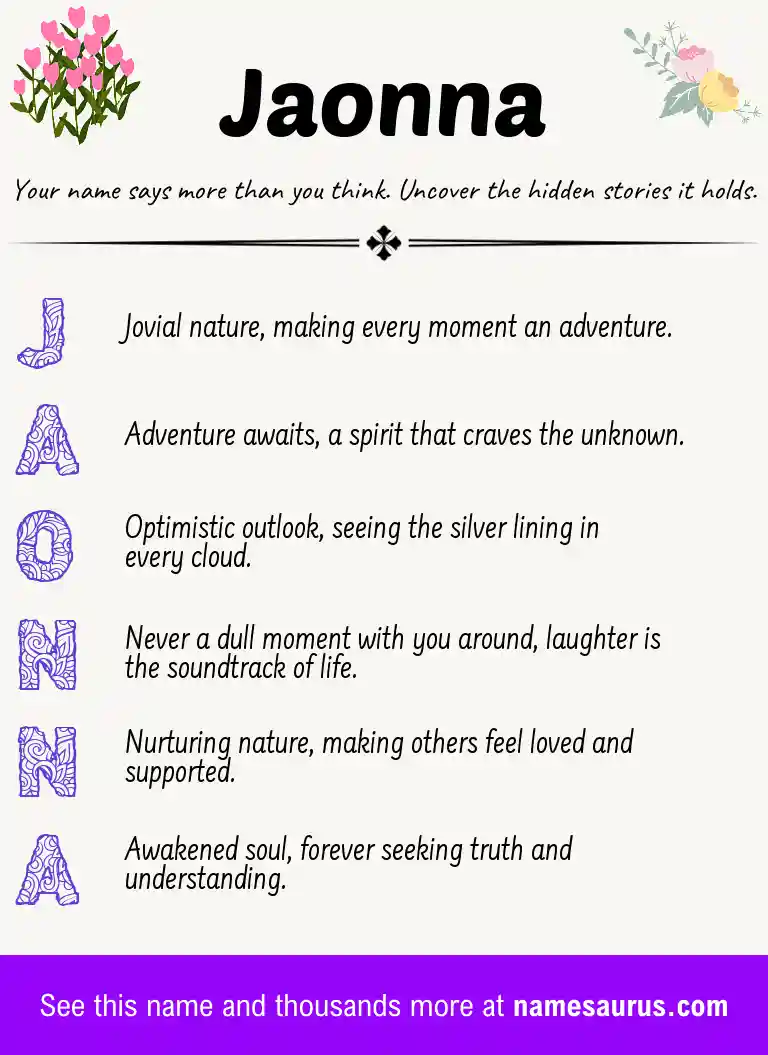 Acrostic poem about Jaonna.