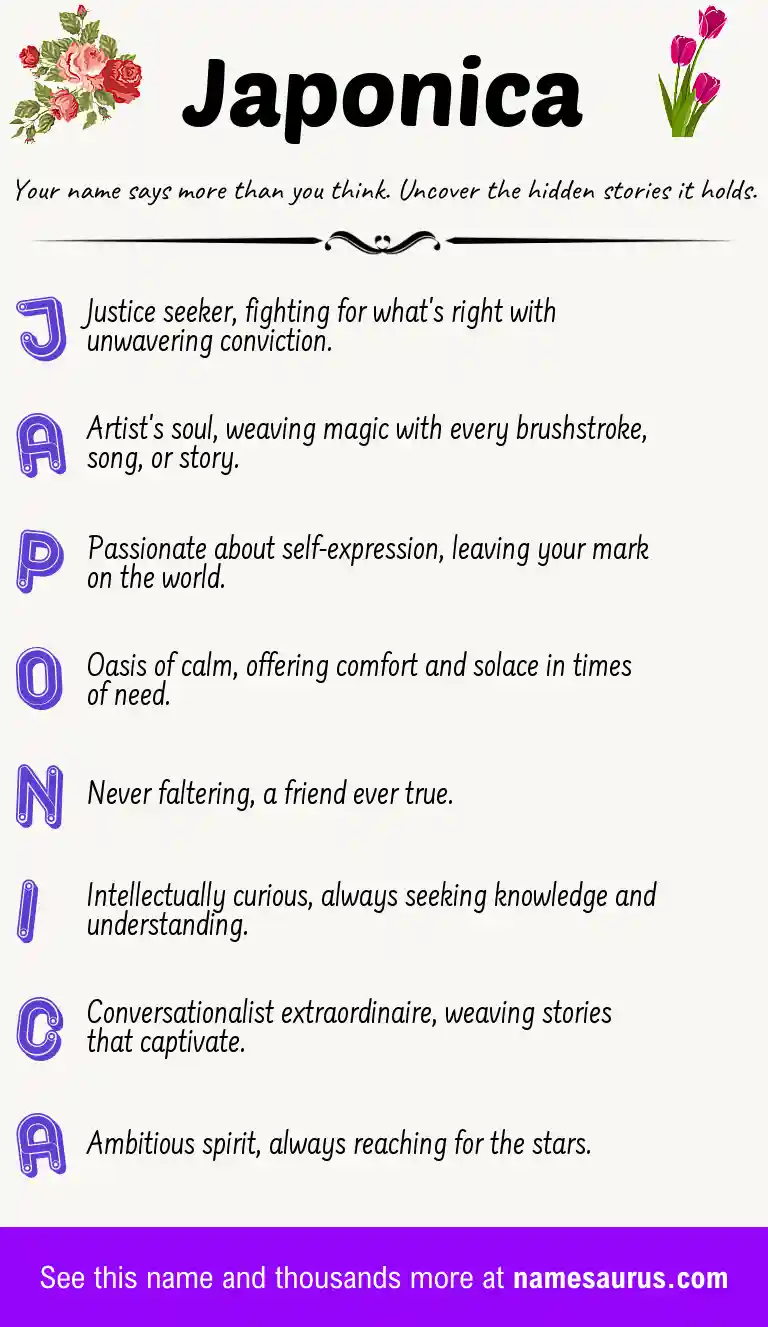 Acrostic poem about Japonica.