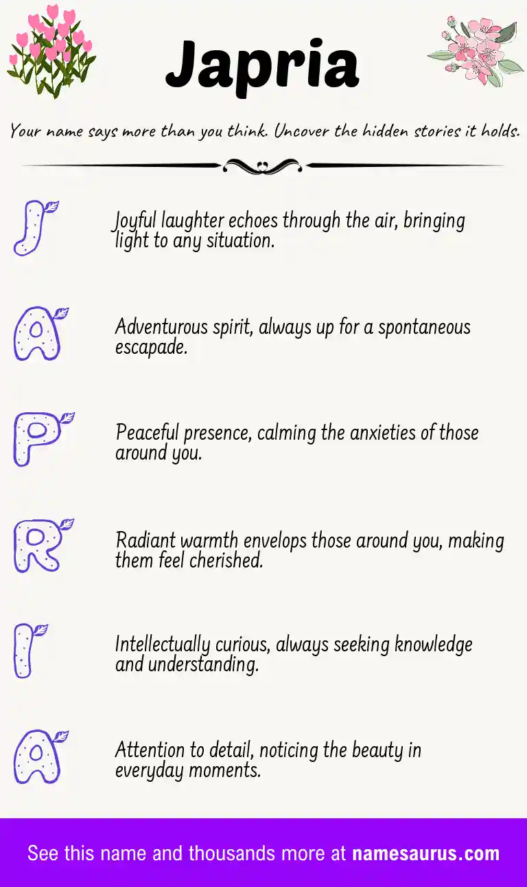 Acrostic poem about Japria.