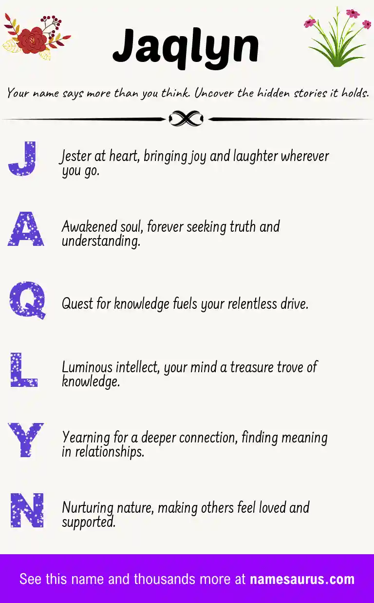 Acrostic poem about Jaqlyn.