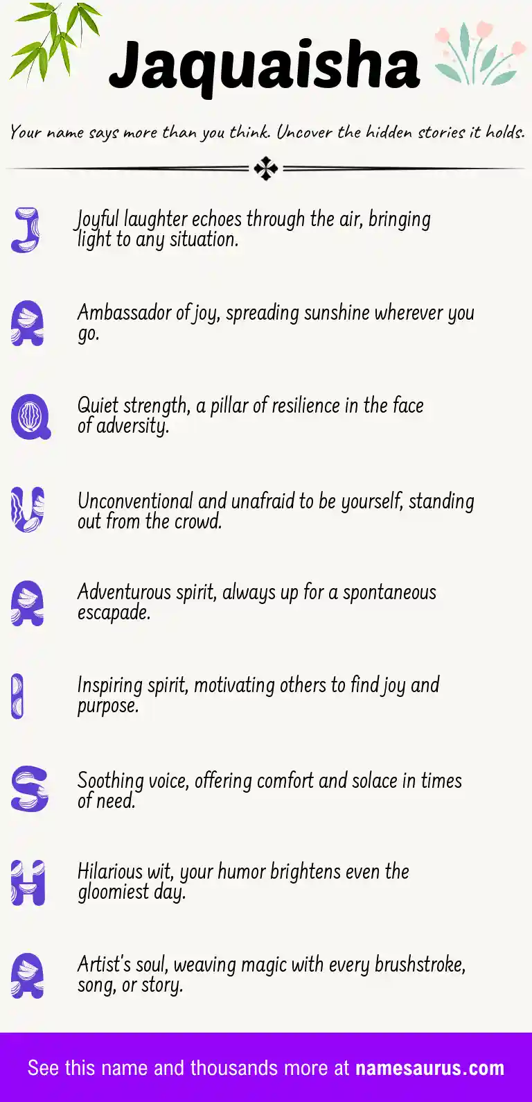 Acrostic poem about Jaquaisha.