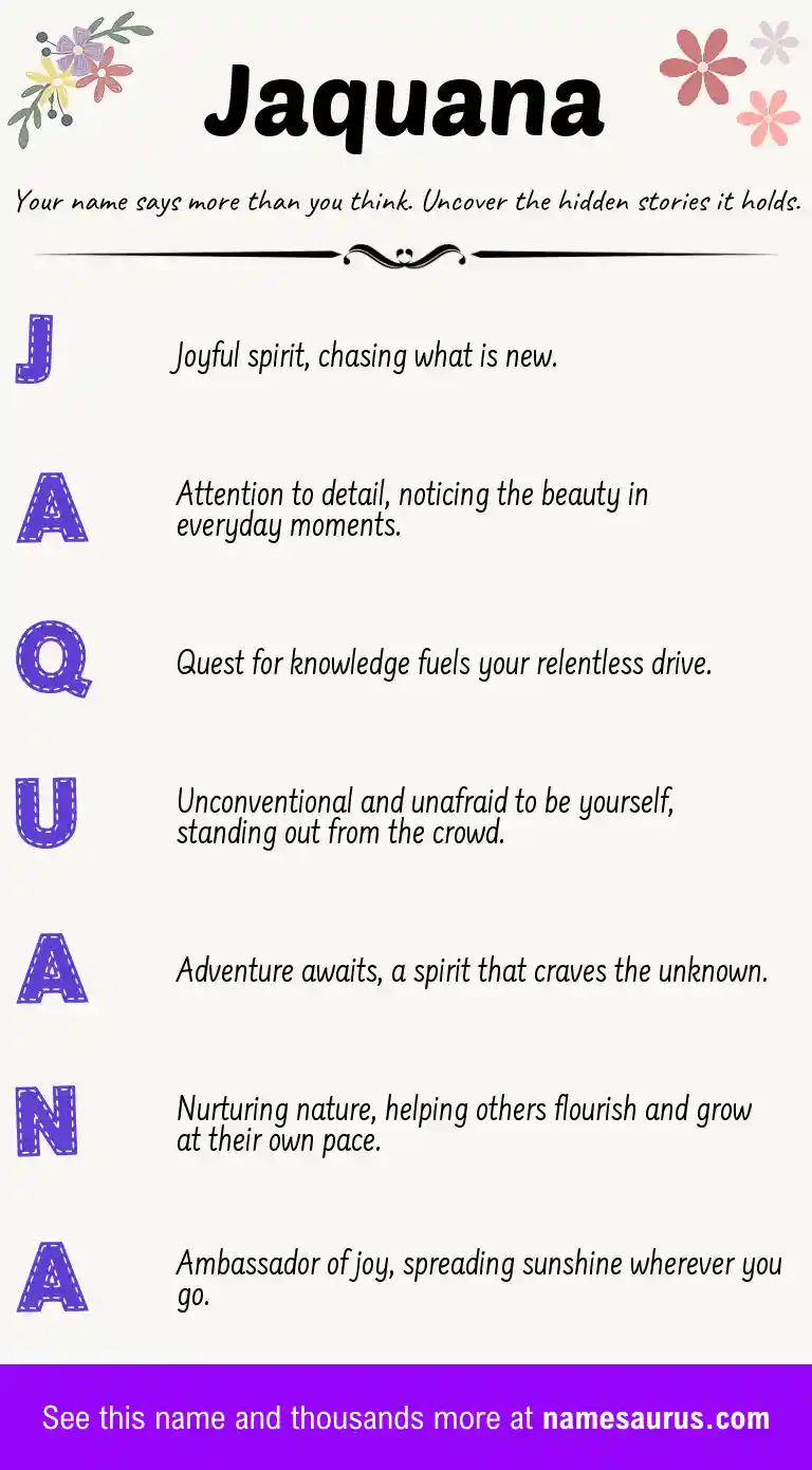 Acrostic poem about Jaquana.