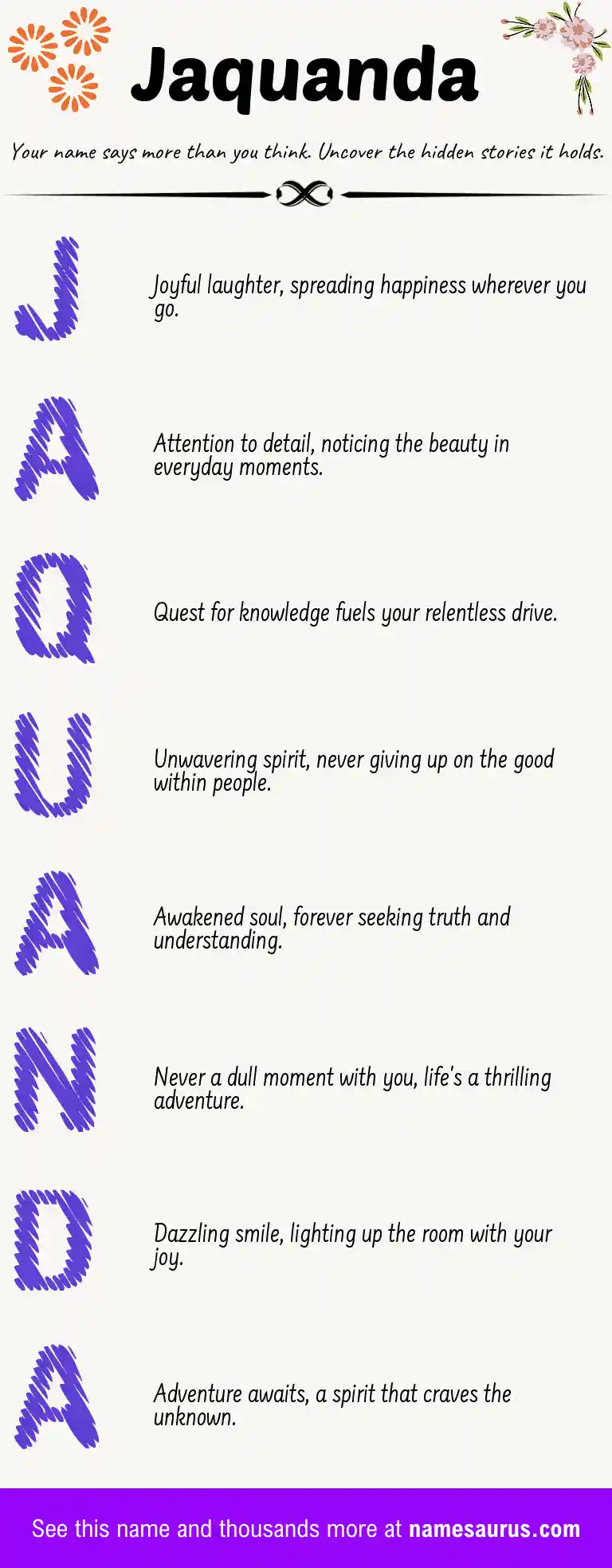 Acrostic poem about Jaquanda.