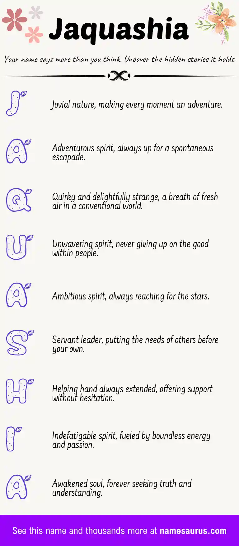 Acrostic poem about Jaquashia.