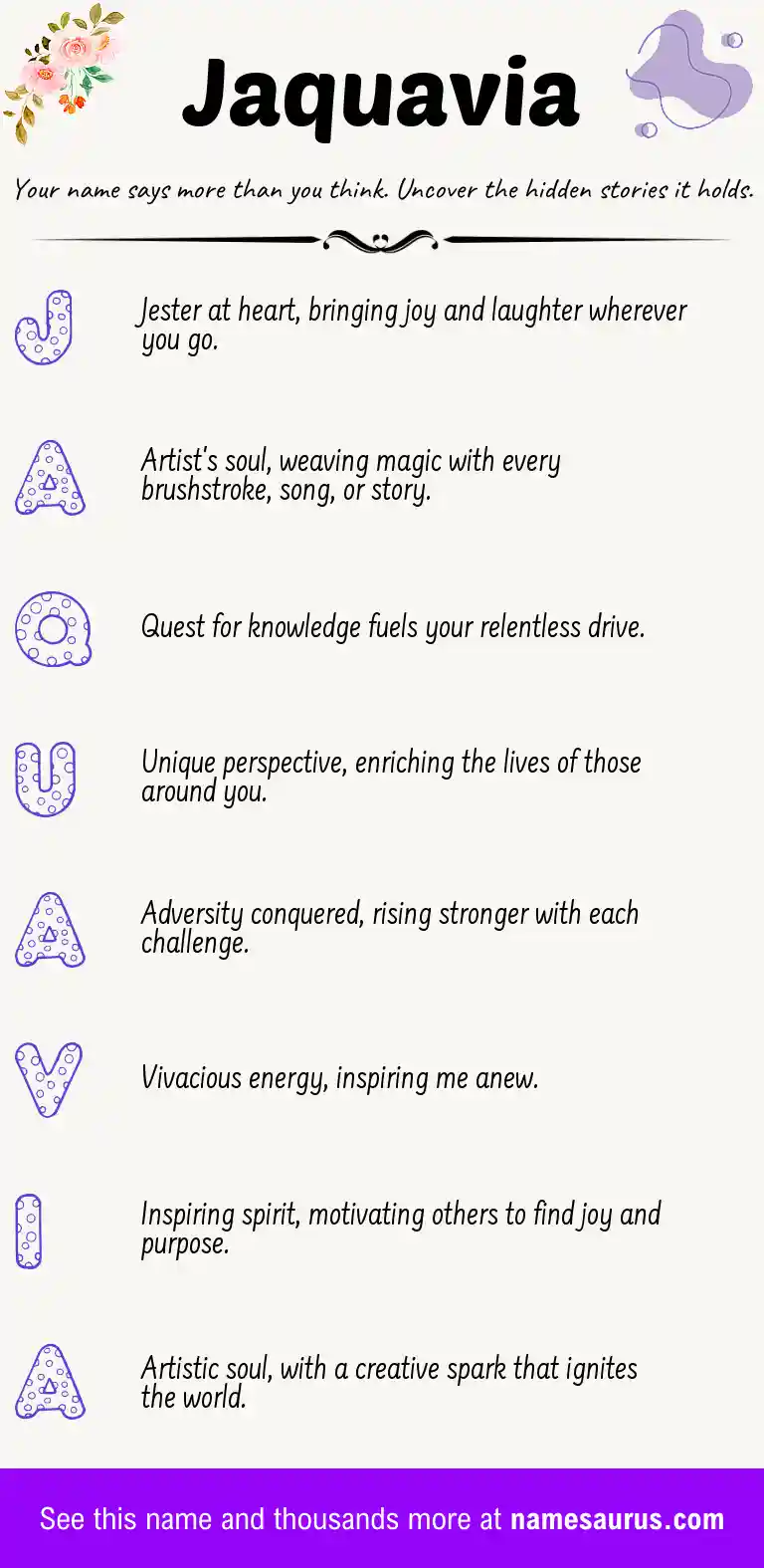 Acrostic poem about Jaquavia.