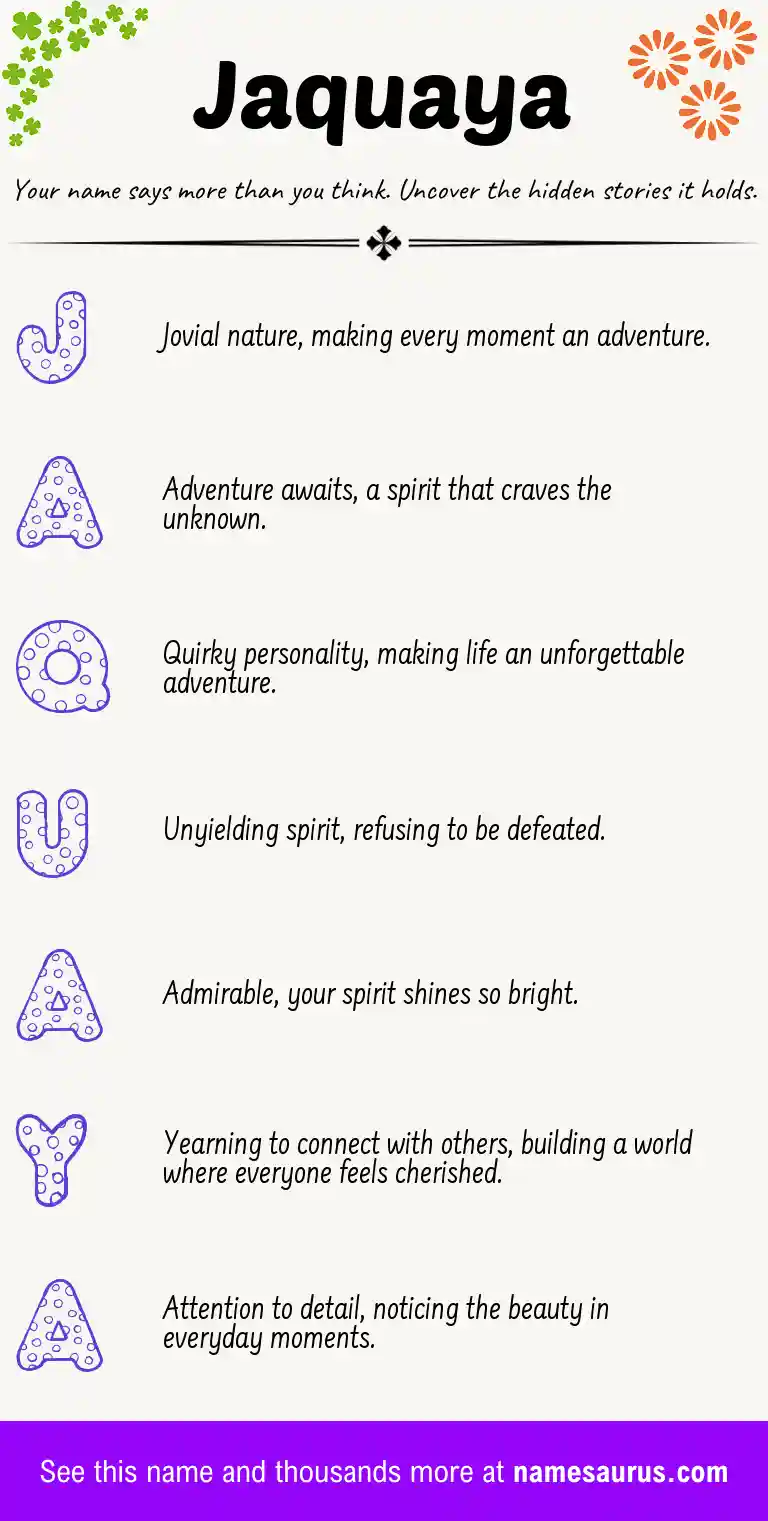 Acrostic poem about Jaquaya.