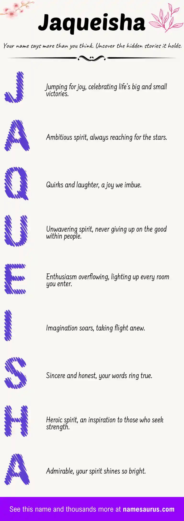 Acrostic poem about Jaqueisha.