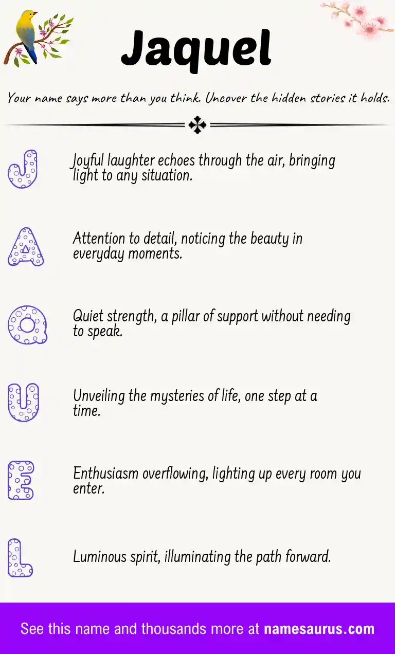 Acrostic poem about Jaquel.