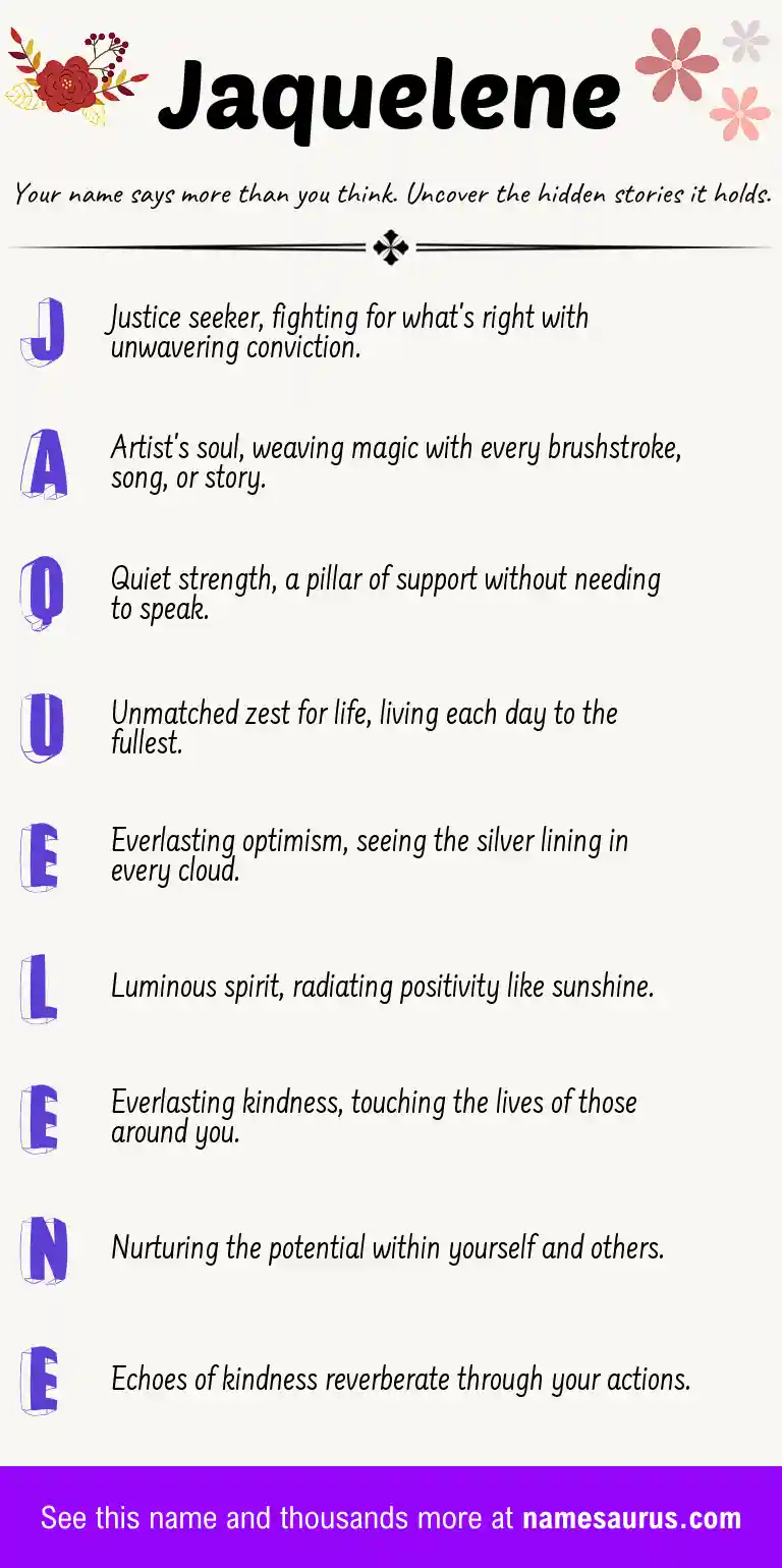 Acrostic poem about Jaquelene.