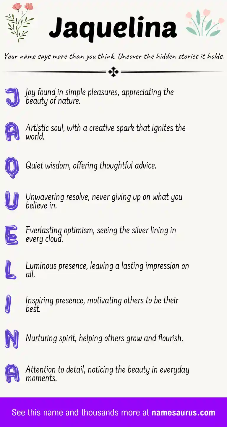 Acrostic poem about Jaquelina.