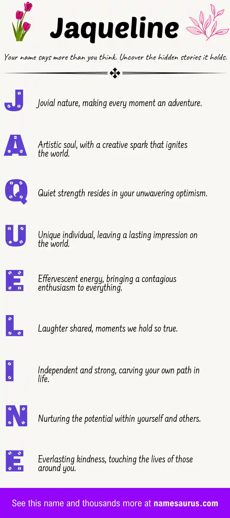 Acrostic poem about Jaqueline.