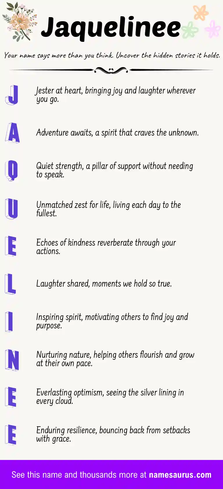 Acrostic poem about Jaquelinee.