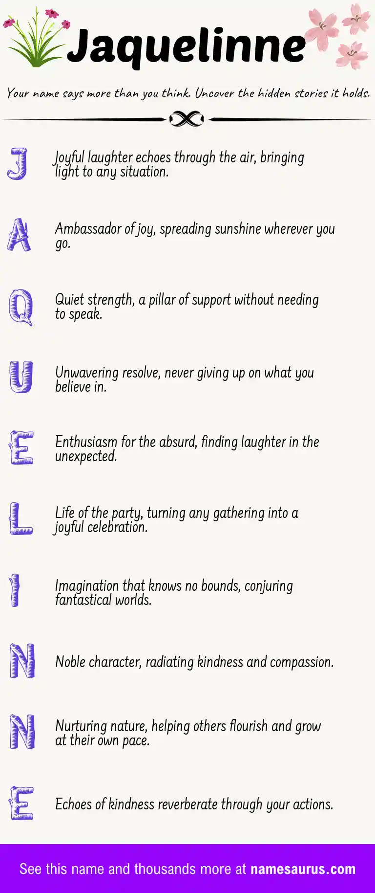 Acrostic poem about Jaquelinne.