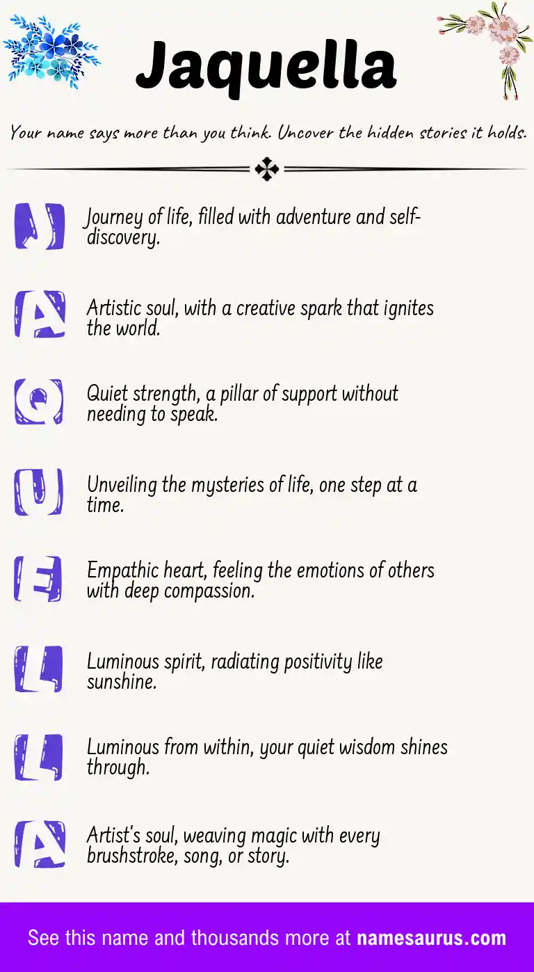 Acrostic poem about Jaquella.