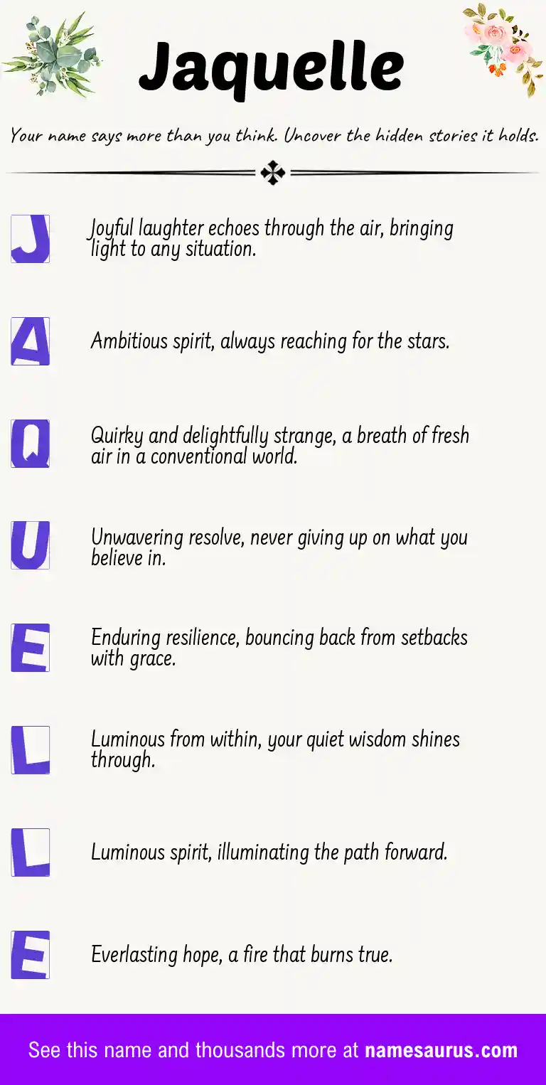 Acrostic poem about Jaquelle.
