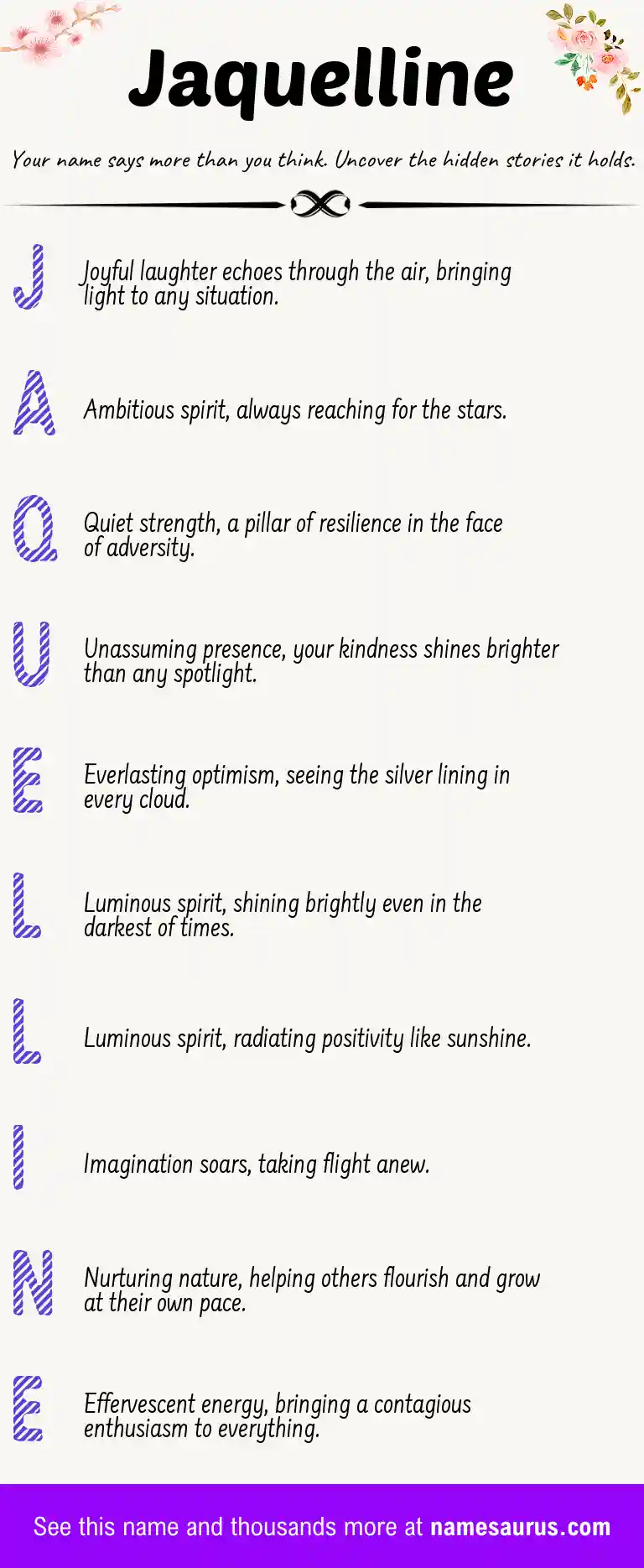 Acrostic poem about Jaquelline.