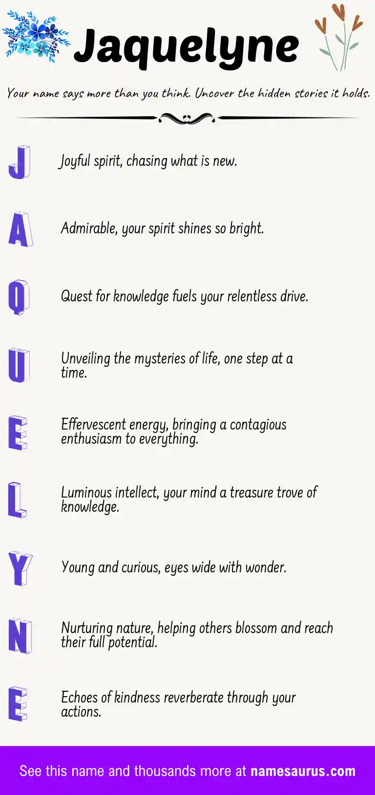 Acrostic poem about Jaquelyne.