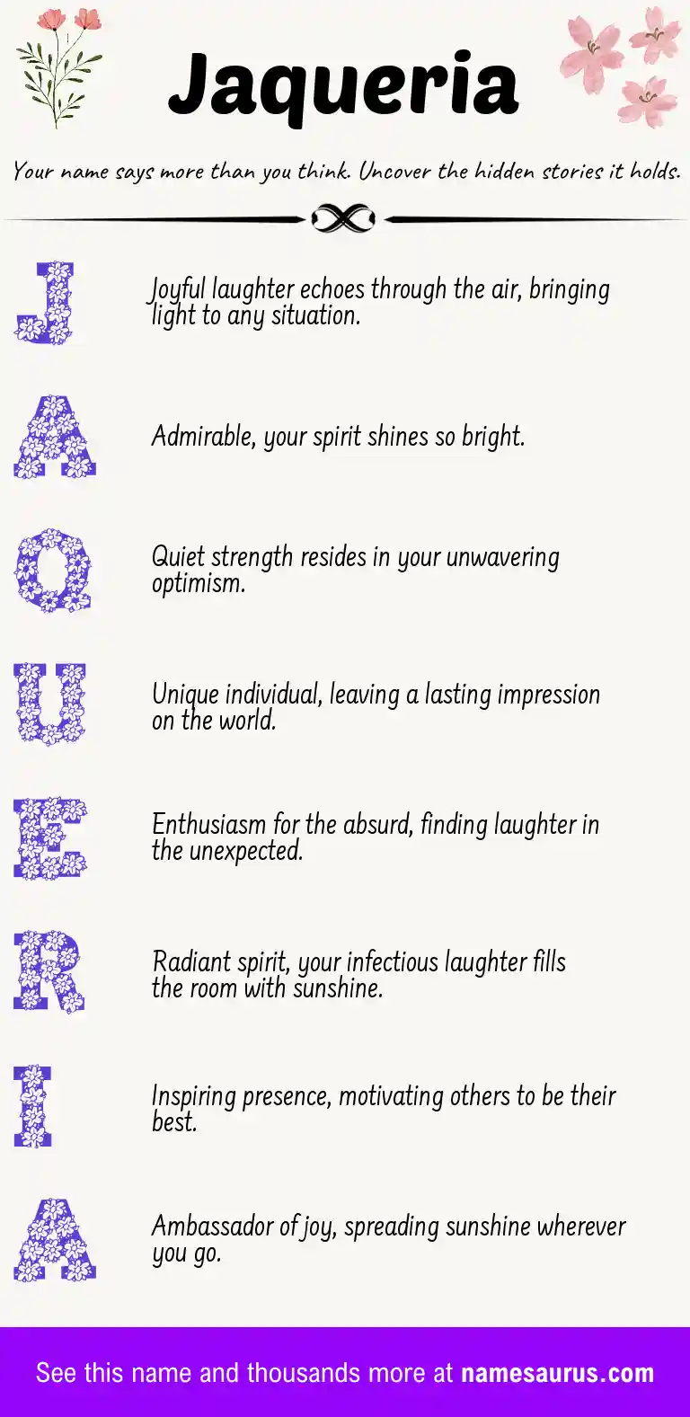 Acrostic poem about Jaqueria.
