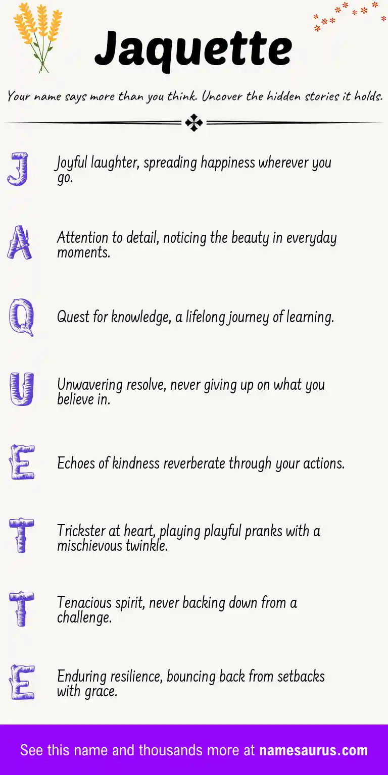 Acrostic poem about Jaquette.