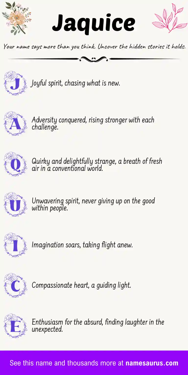 Acrostic poem about Jaquice.