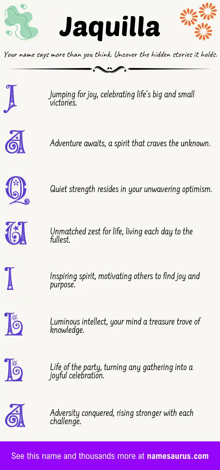 Acrostic poem about Jaquilla.