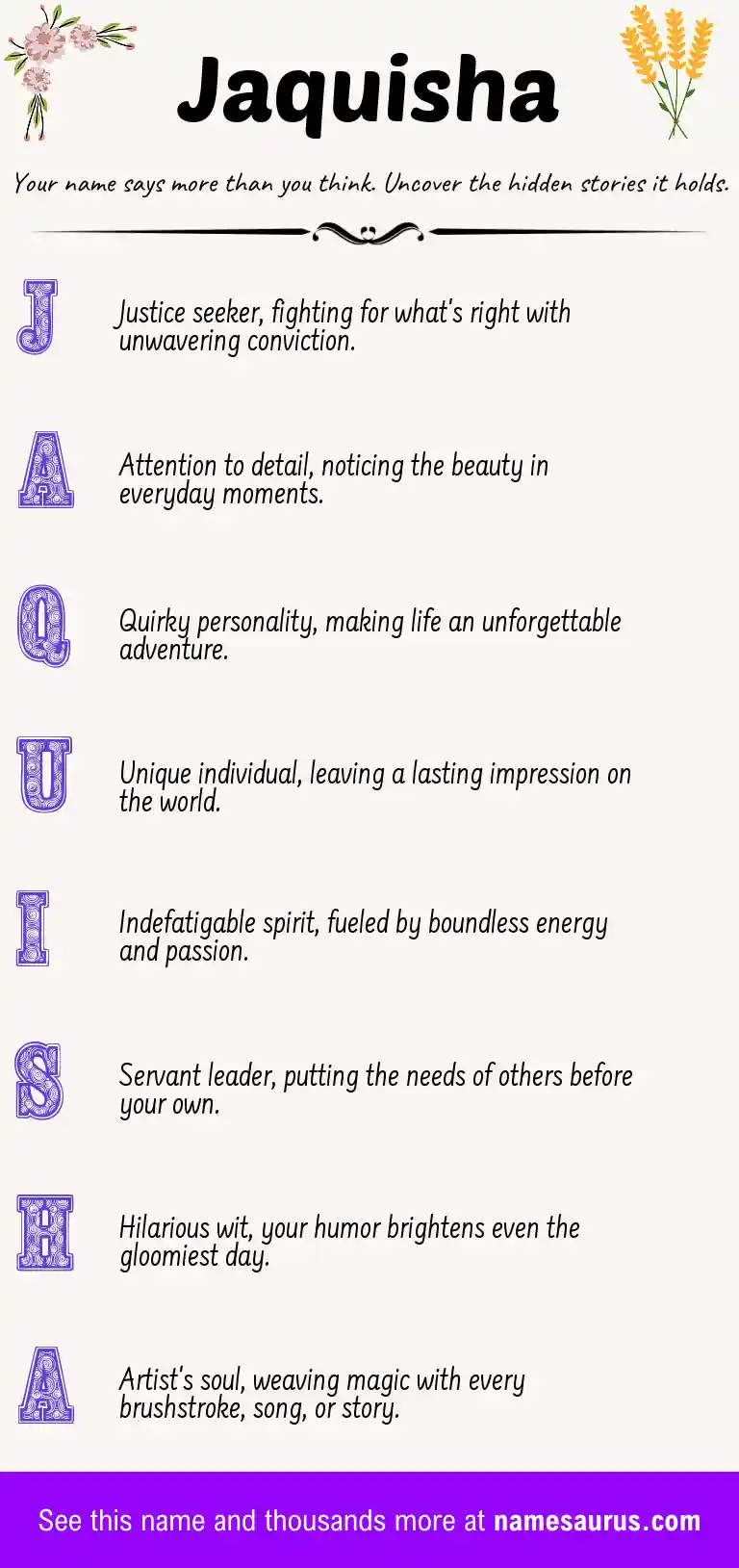 Acrostic poem about Jaquisha.