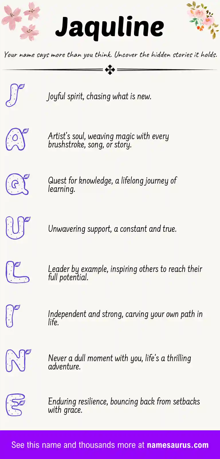 Acrostic poem about Jaquline.