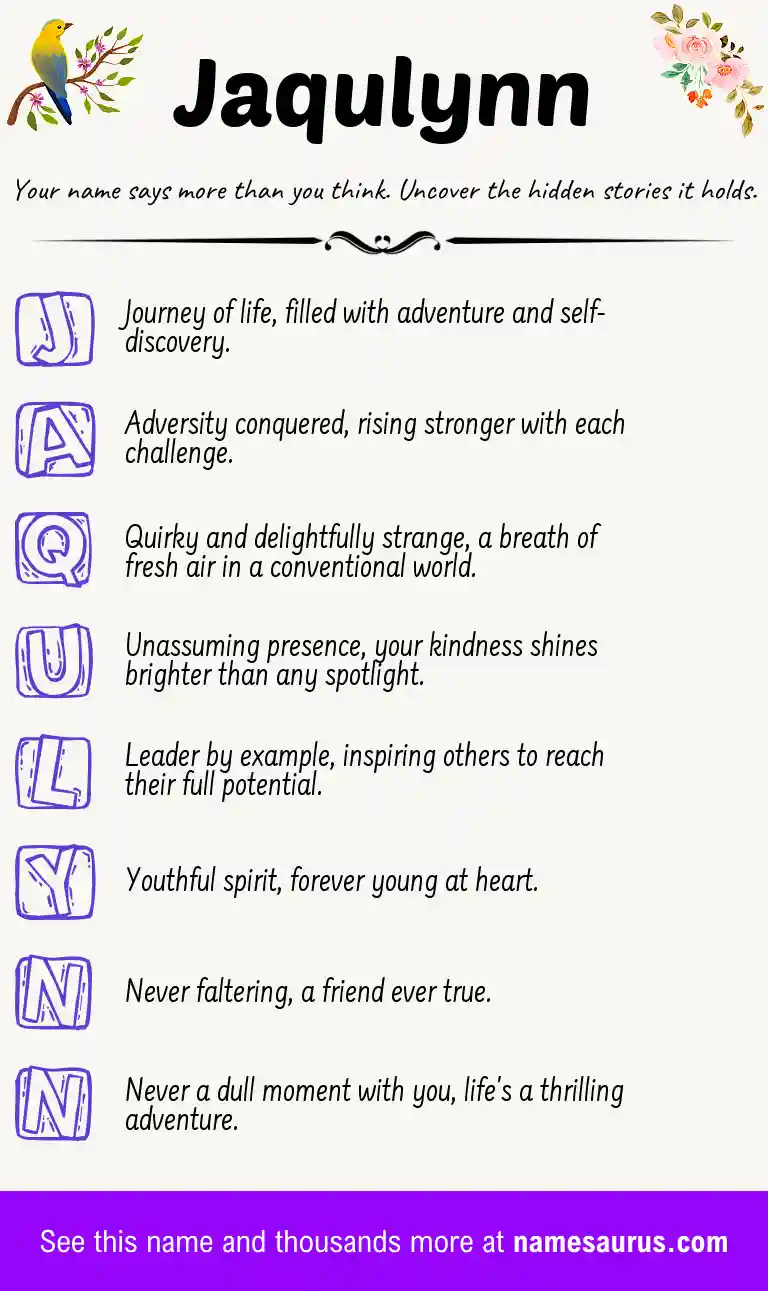 Acrostic poem about Jaqulynn.