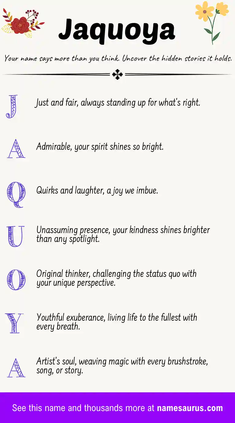 Acrostic poem about Jaquoya.