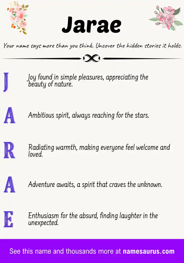 Acrostic poem about Jarae.