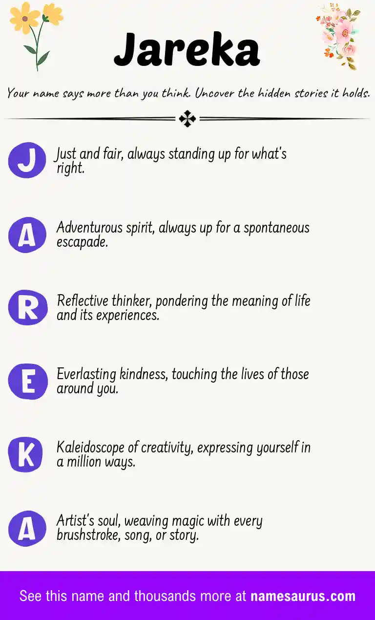 Acrostic poem about Jareka.