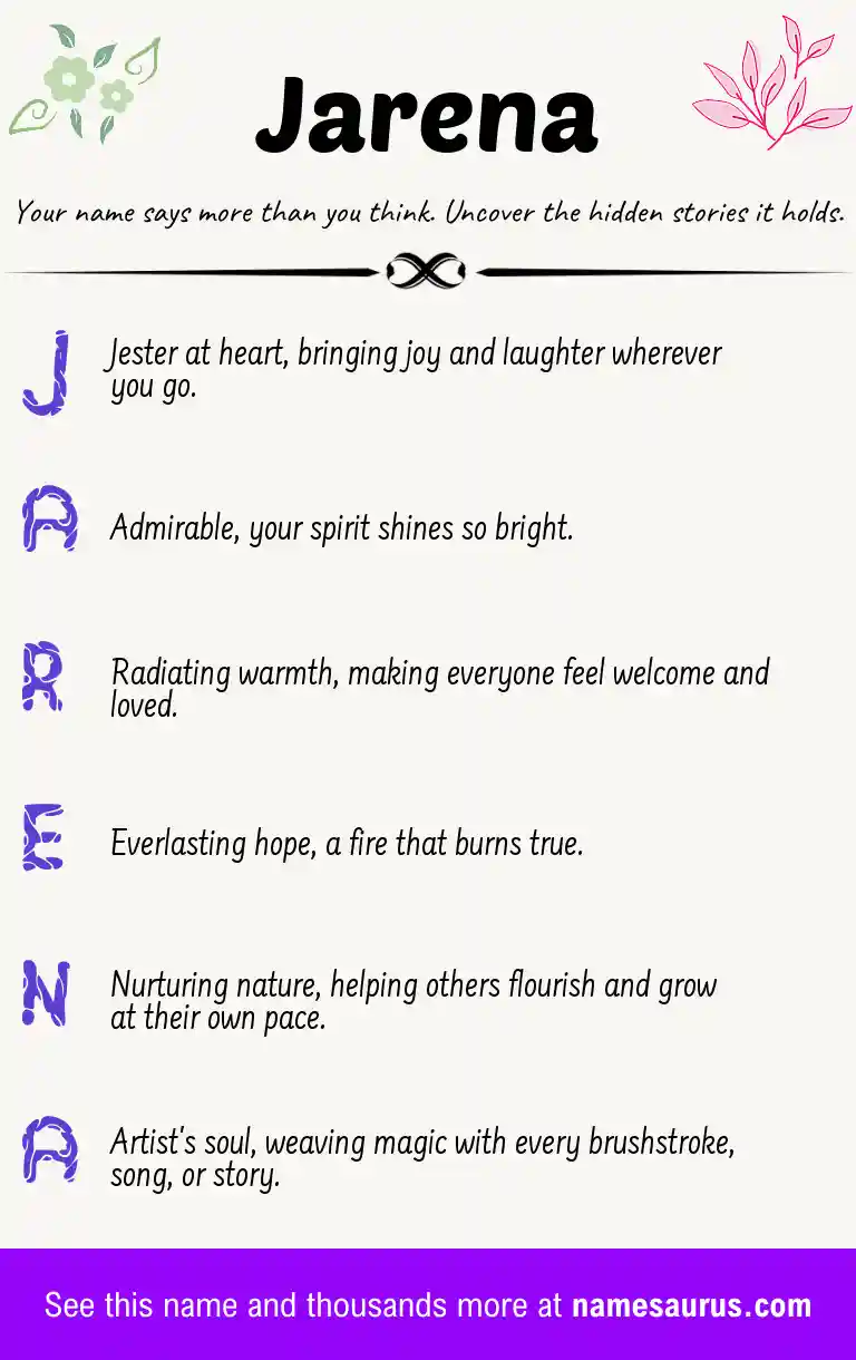 Acrostic poem about Jarena.