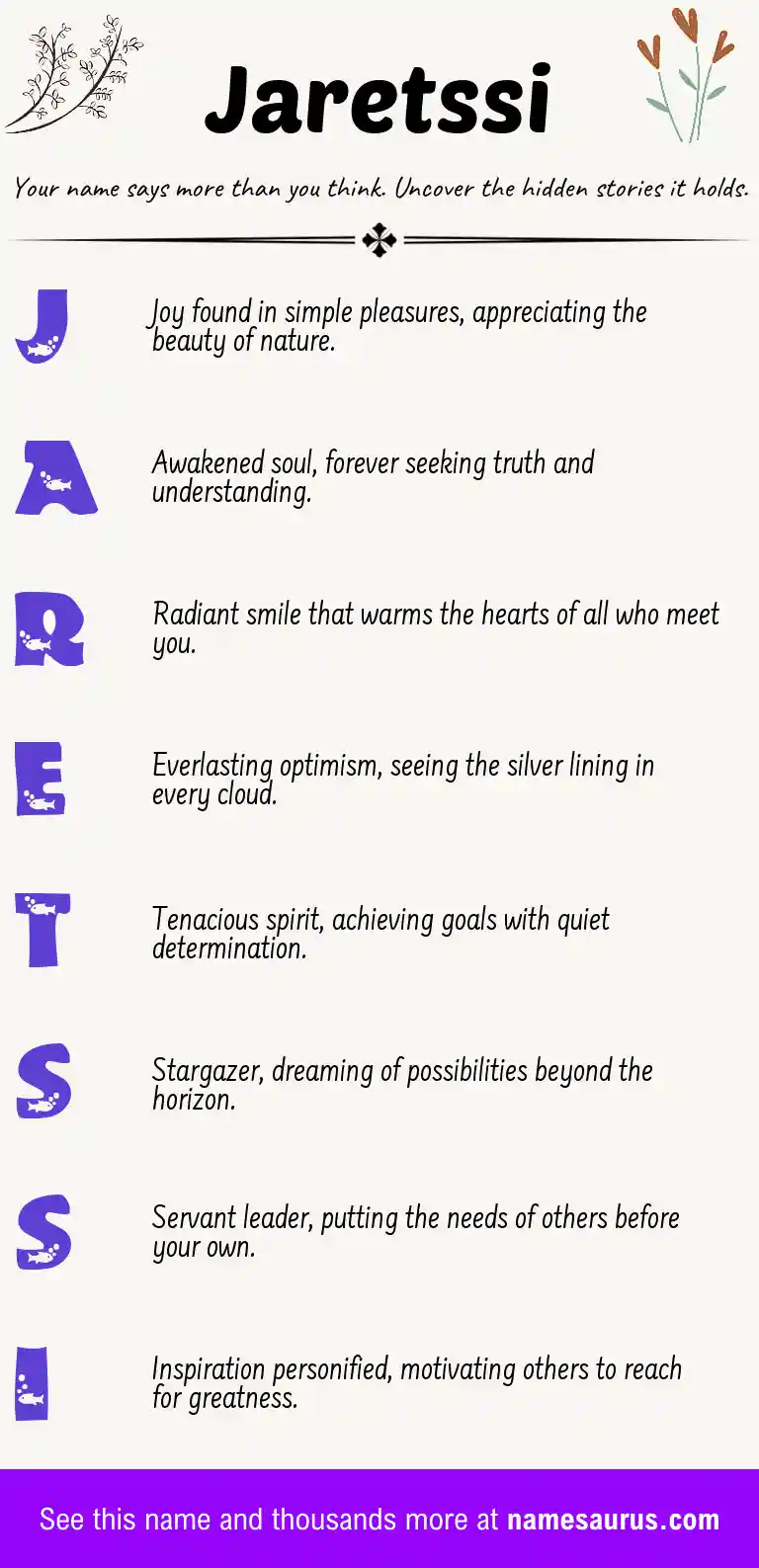 Acrostic poem about Jaretssi.