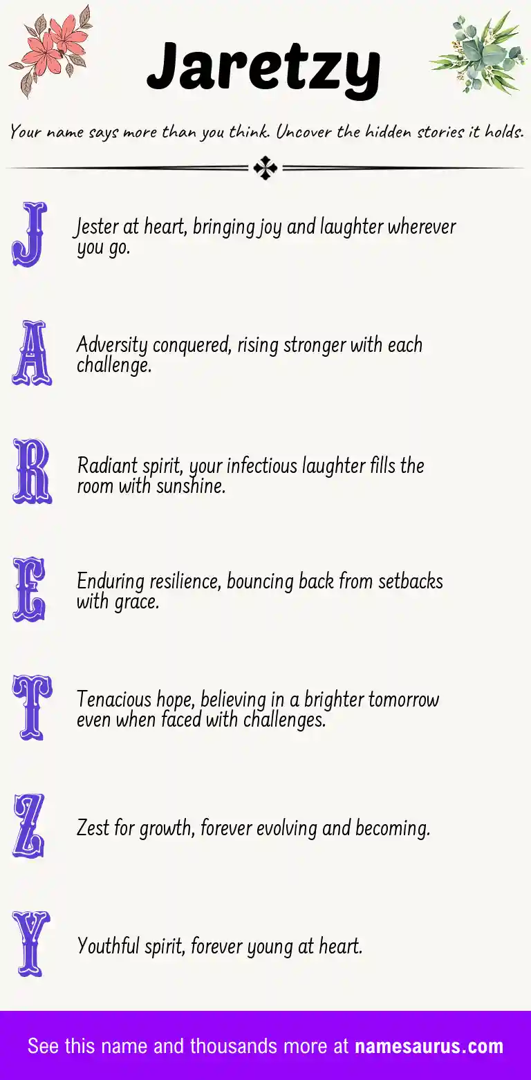 Acrostic poem about Jaretzy.