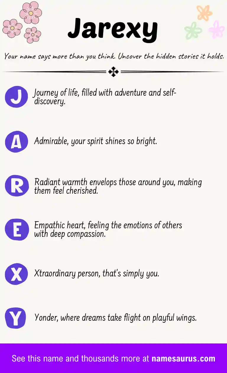 Acrostic poem about Jarexy.
